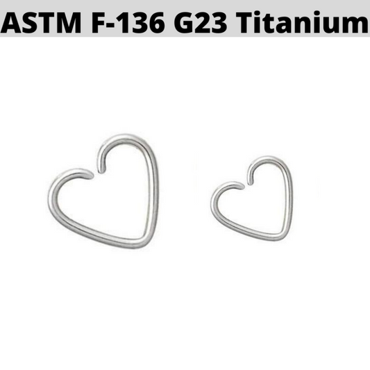 G23 Titanium Steel Heart Clip On Hoop