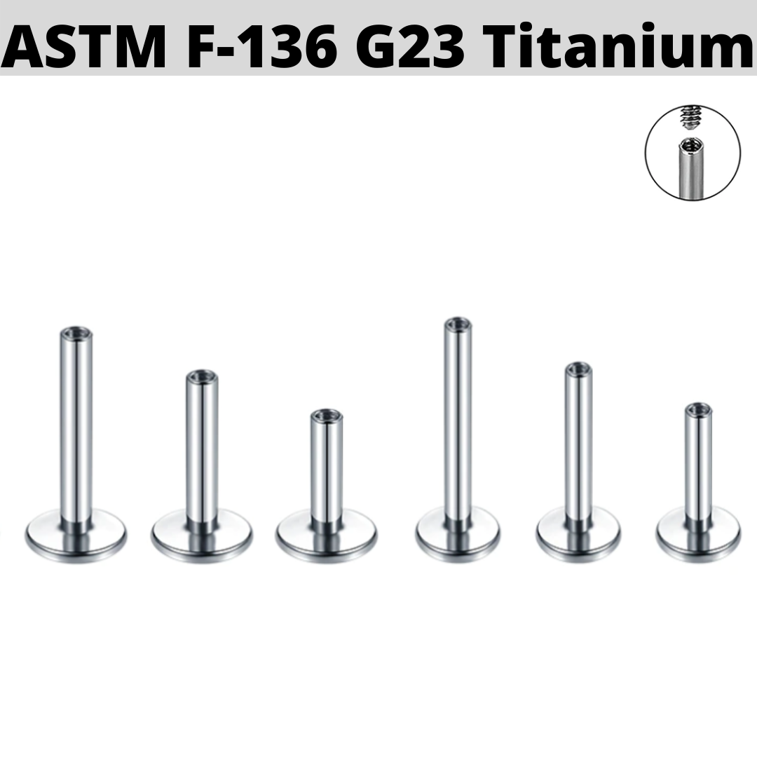 G23 Titanium Internally Threaded Labret Shaft 4mm Base