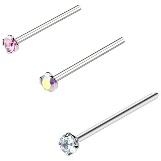 Prong Set CZ XL Bendable Nose Pin