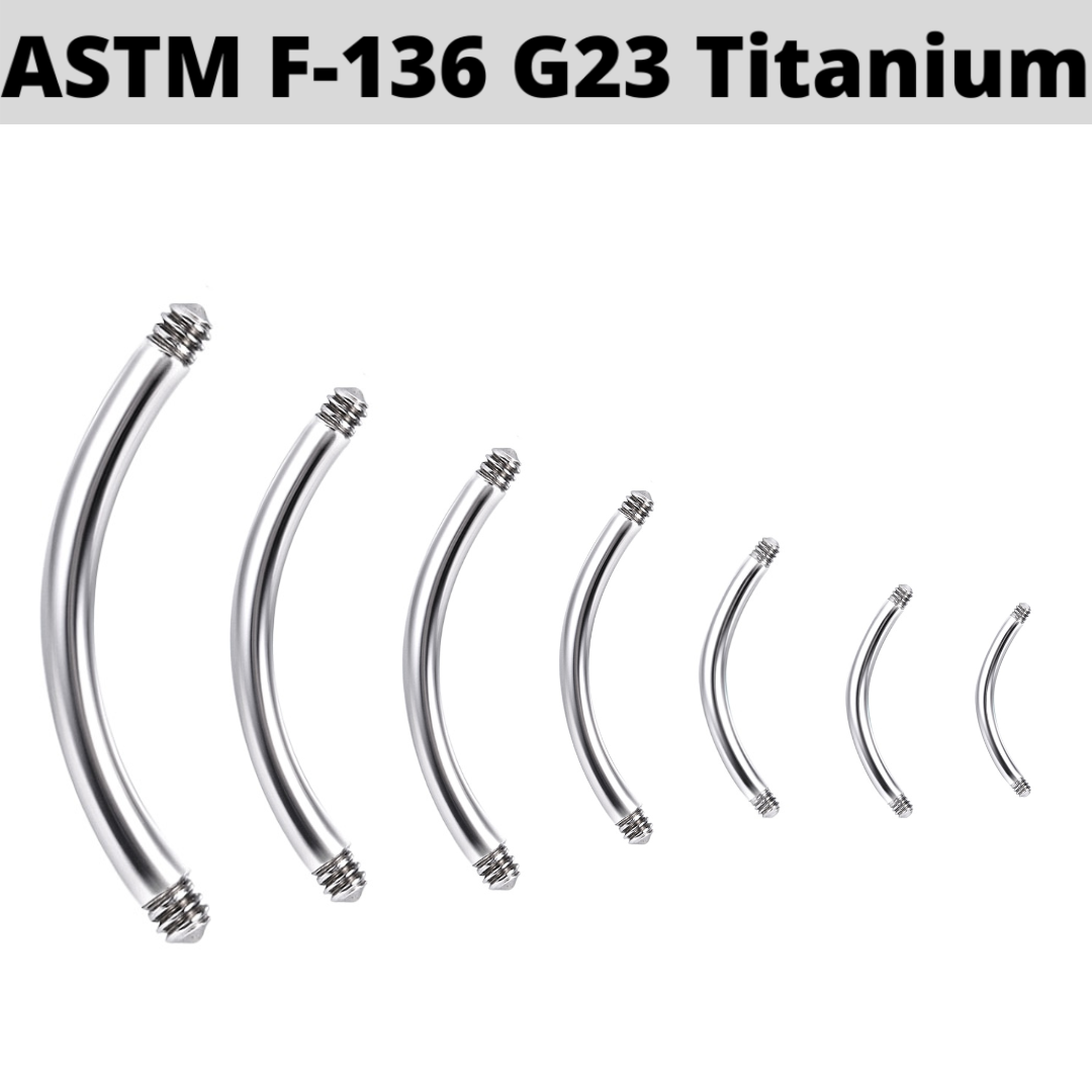 G23 Titanium Externally Threaded Curved Barbell Shaft