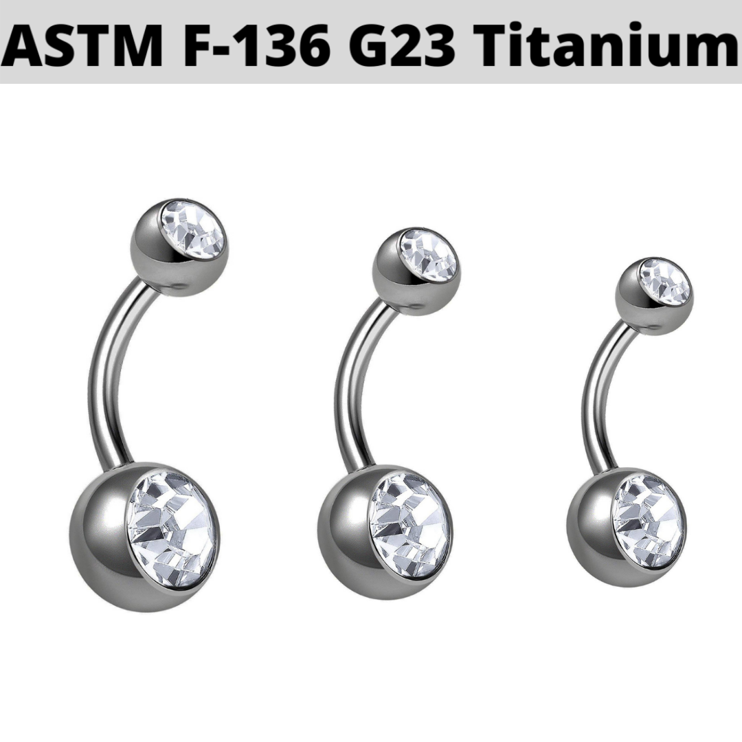 G23 Titanium Double 5mm+8mm CZ Belly Ring