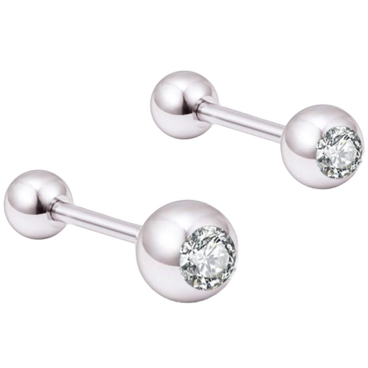 Round CZ Tragus Cartilage Barbell