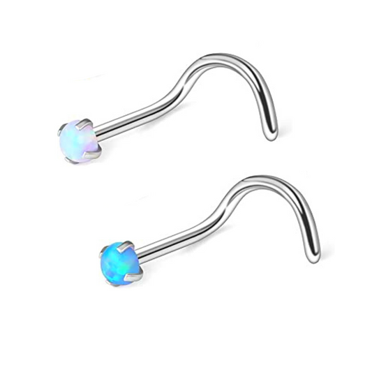 Steel Prong Set Opal Top Nose Screw