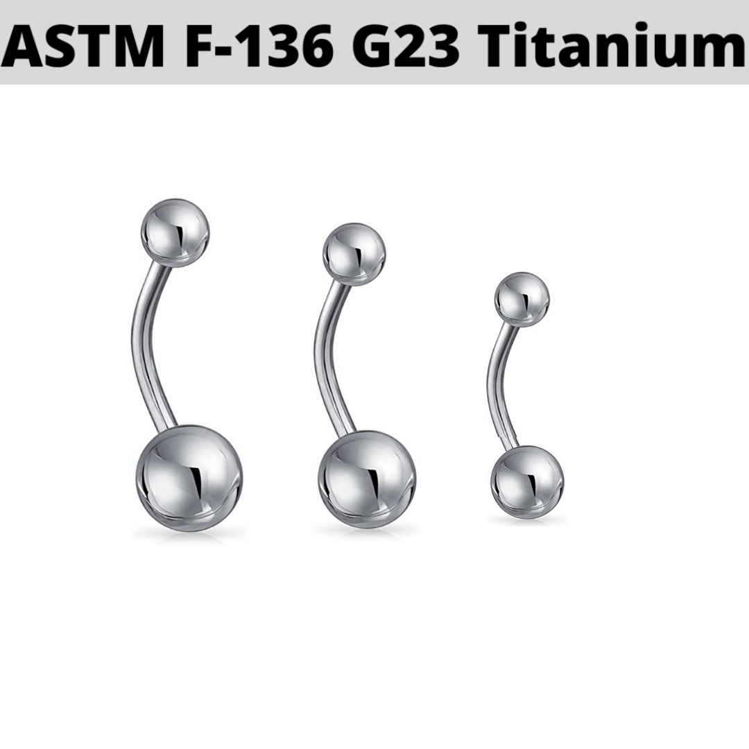 G23 Titanium 14G Plain Ball Belly Ring APM