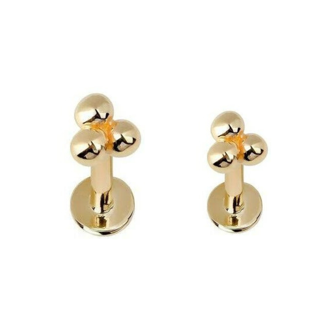 Gold Steel Ion Plated Trinity Bead Internally Threaded Labret