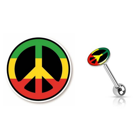 Rasta Peace Sign Logo Tongue Barbell