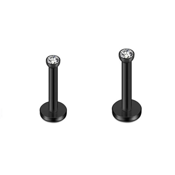 Ion Plated Internally Threaded Flat CZ Labret