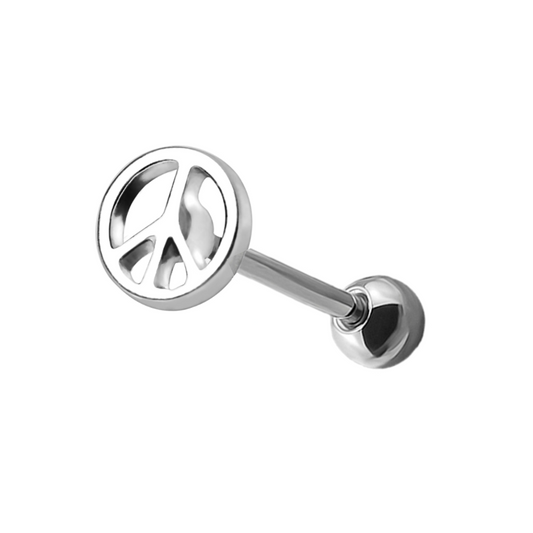 Steel Peace Sign Tongue Ring