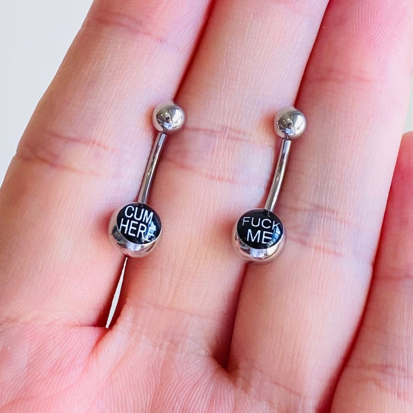 Bad Word Cum Here Logo Belly Ring
