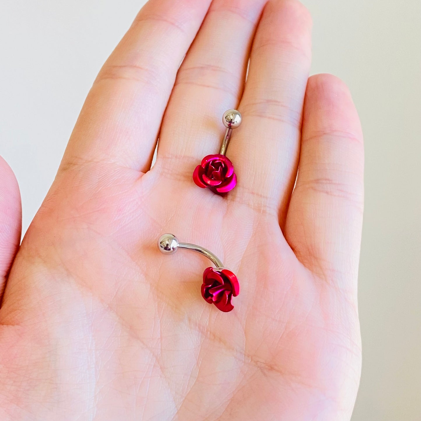 Metallic Rose Steel Belly Ring