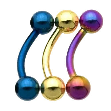 14G Ion Plated Ball Curved Barbell