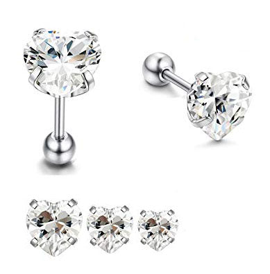 Prong Set CZ Heart Helix Tragus Barbell