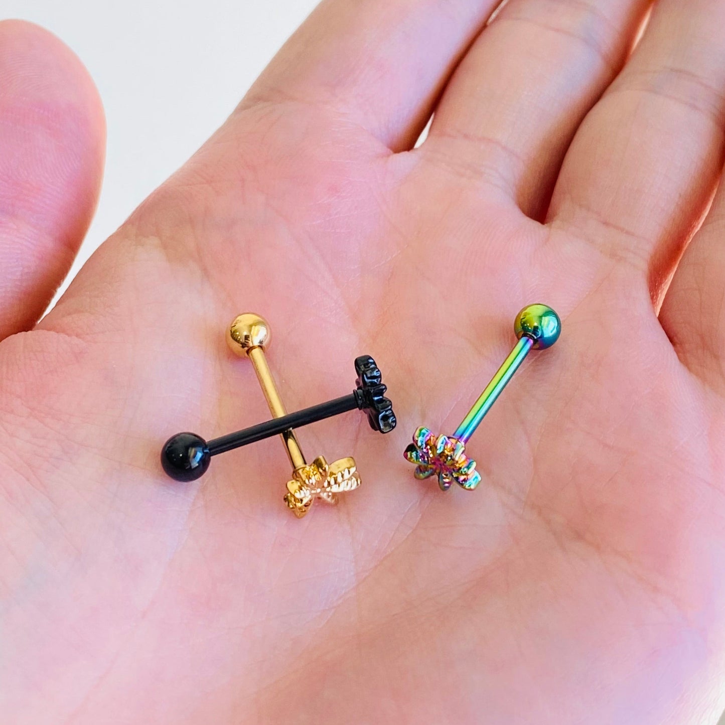 Marijuana Pot Leaf Logo Ion Plated Tongue Ring