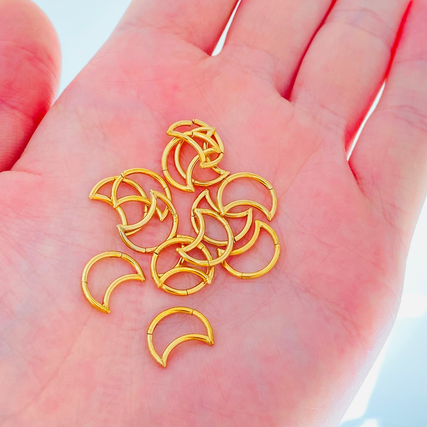 Gold Steel Crescent Moon Ion Plated Hinged Clicker