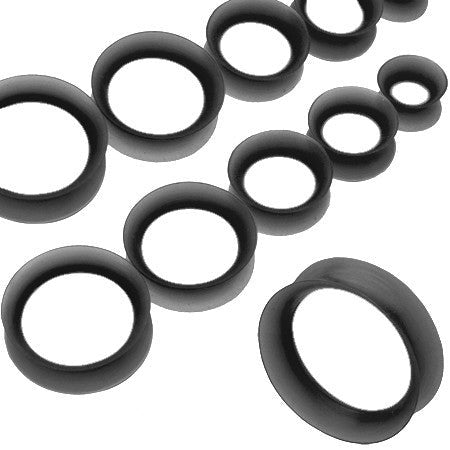 Giant Black Ear Skin Silicone Tunnels 1/2" to 7/16"