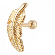 Feather Logo Ion Plated Tragus Barbell