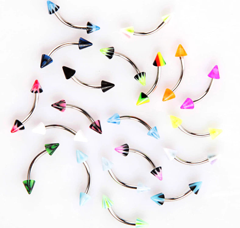 Assorted Styles Spike Curved Barbell
