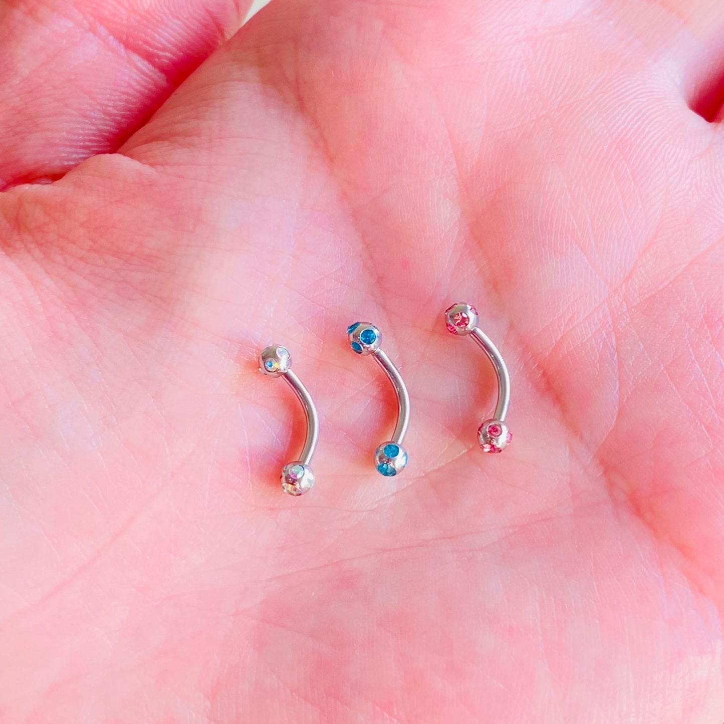 Multi CZ Steel Eyebrow Ring