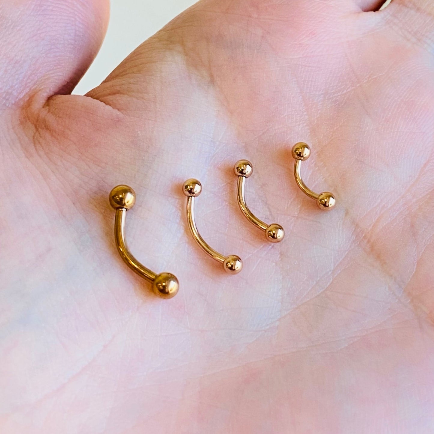 Rose Gold Ion Plated Ball Curved Barbell