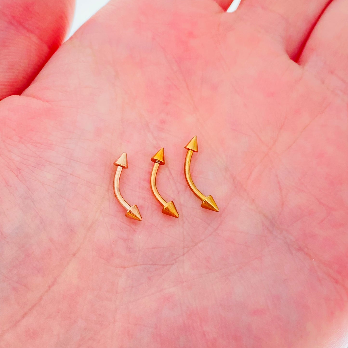 Rose Gold Ion Plated Spike Curved Barbell