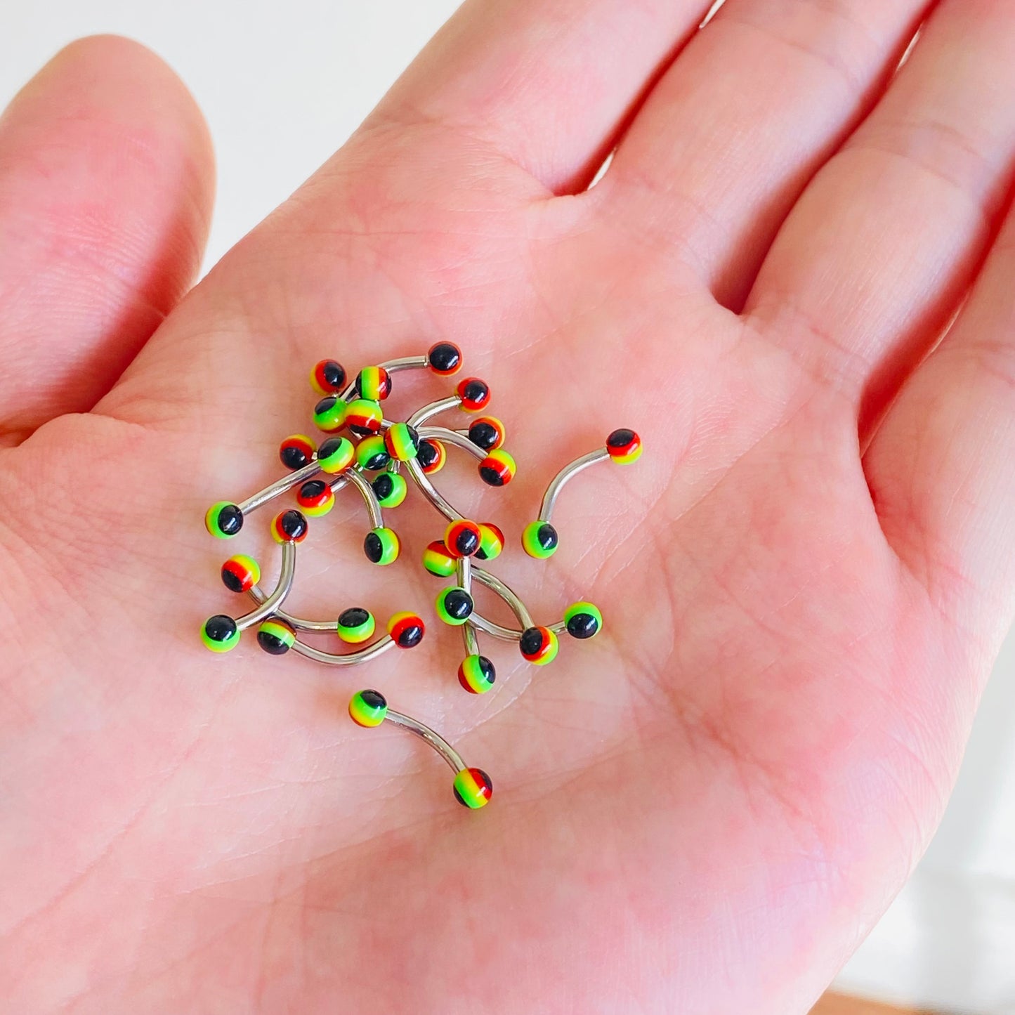 Jamaican Rasta Stripe Ball Curved Barbell