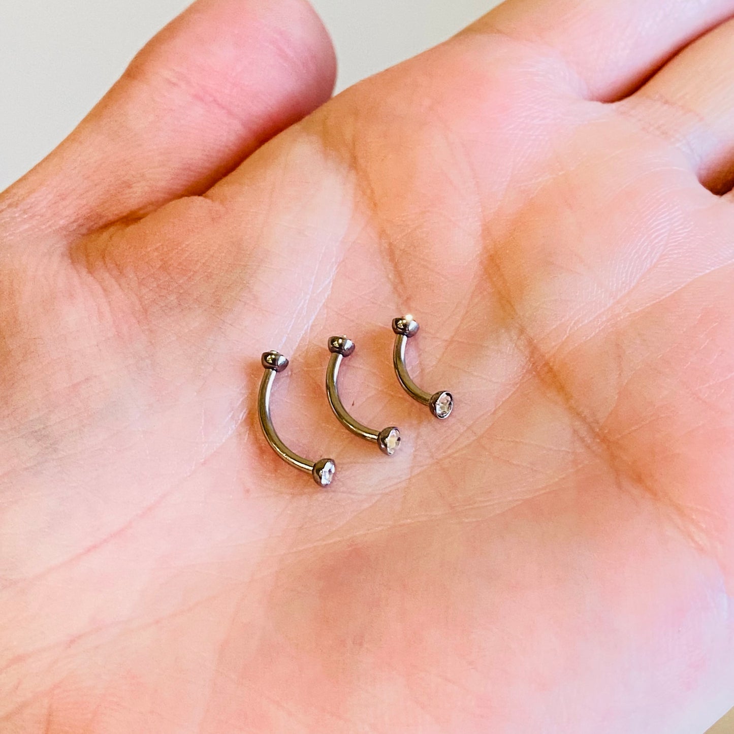 Internally Threaded Double Flat CZ Curved Barbell