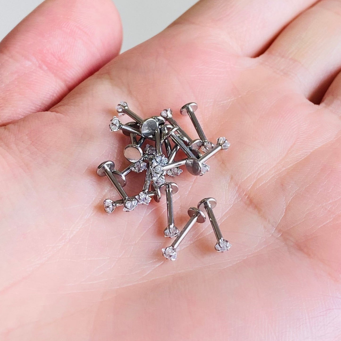 Internally Threaded 3mm Star CZ Prong Set Labret Tragus