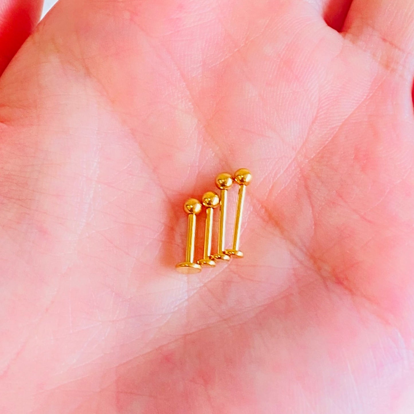 Gold Steel Threadless Push In Ball Ion Plated Tragus Labret