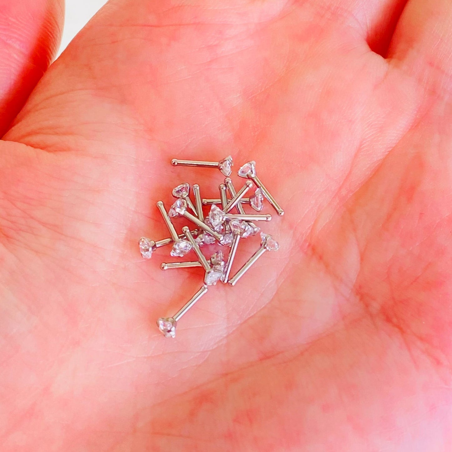 Prong Set Heart CZ Steel Nose Stud