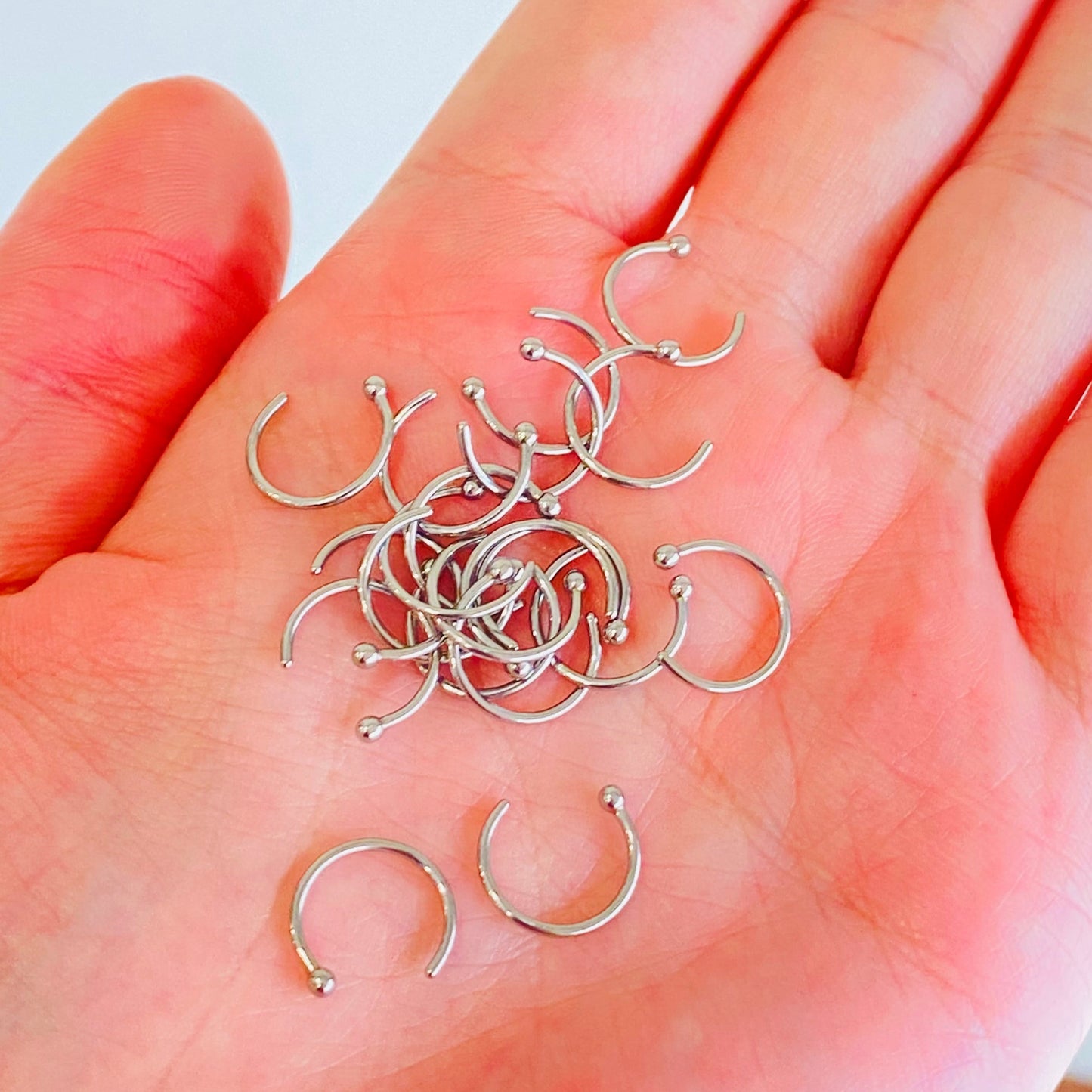 Steel Ball Open Hoop Ring