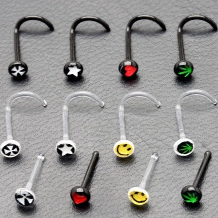 Black Flexible Mix Logo Nose Ring APM