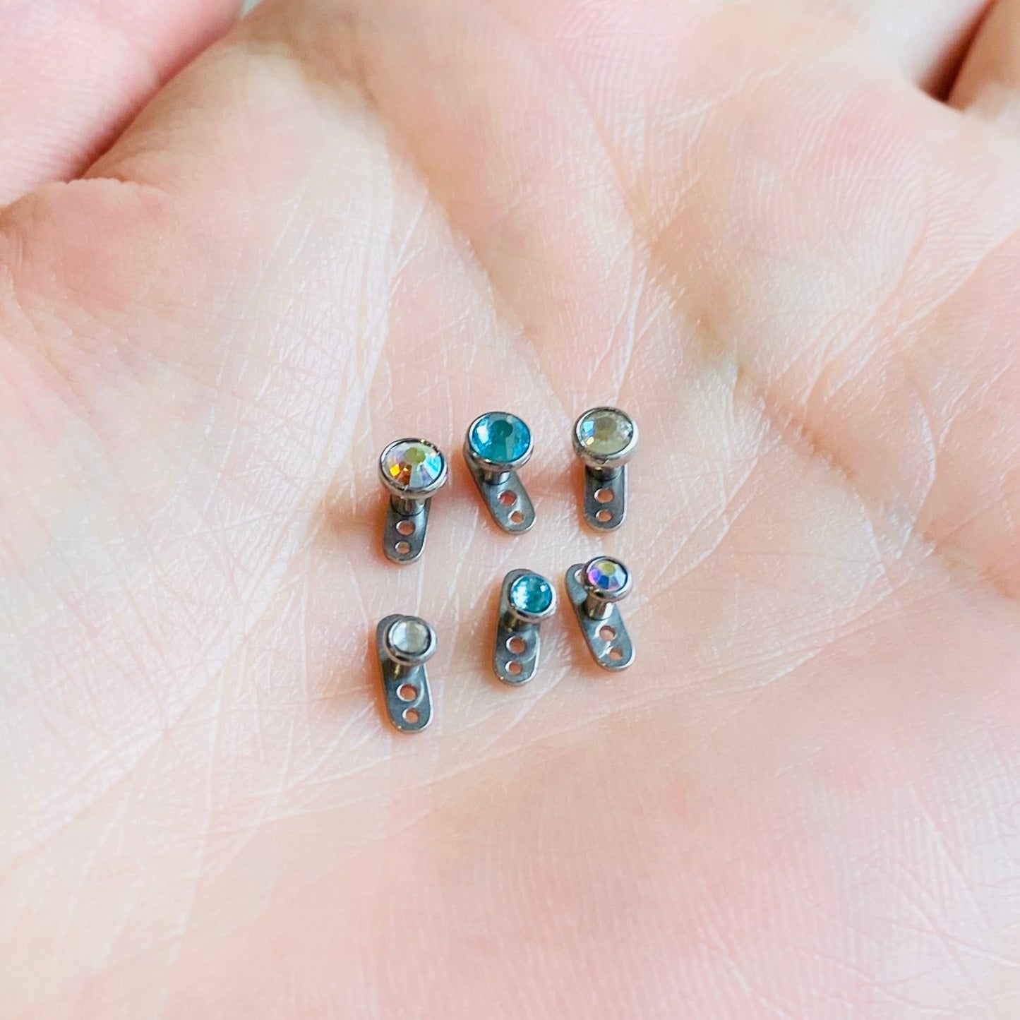 Surgical Steel Dermal Anchor Base with CZ Top Set