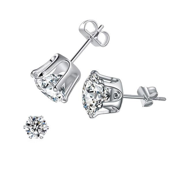 PAIR of Steel Prong Set CZ Stud Earrings