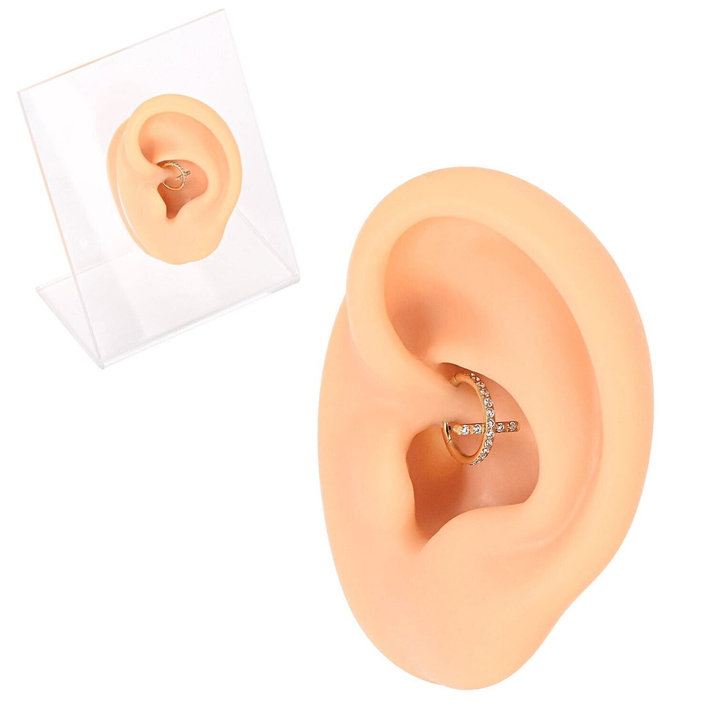 G23 Titanium Paved CZ Cross Hinged Segment Clicker Ring