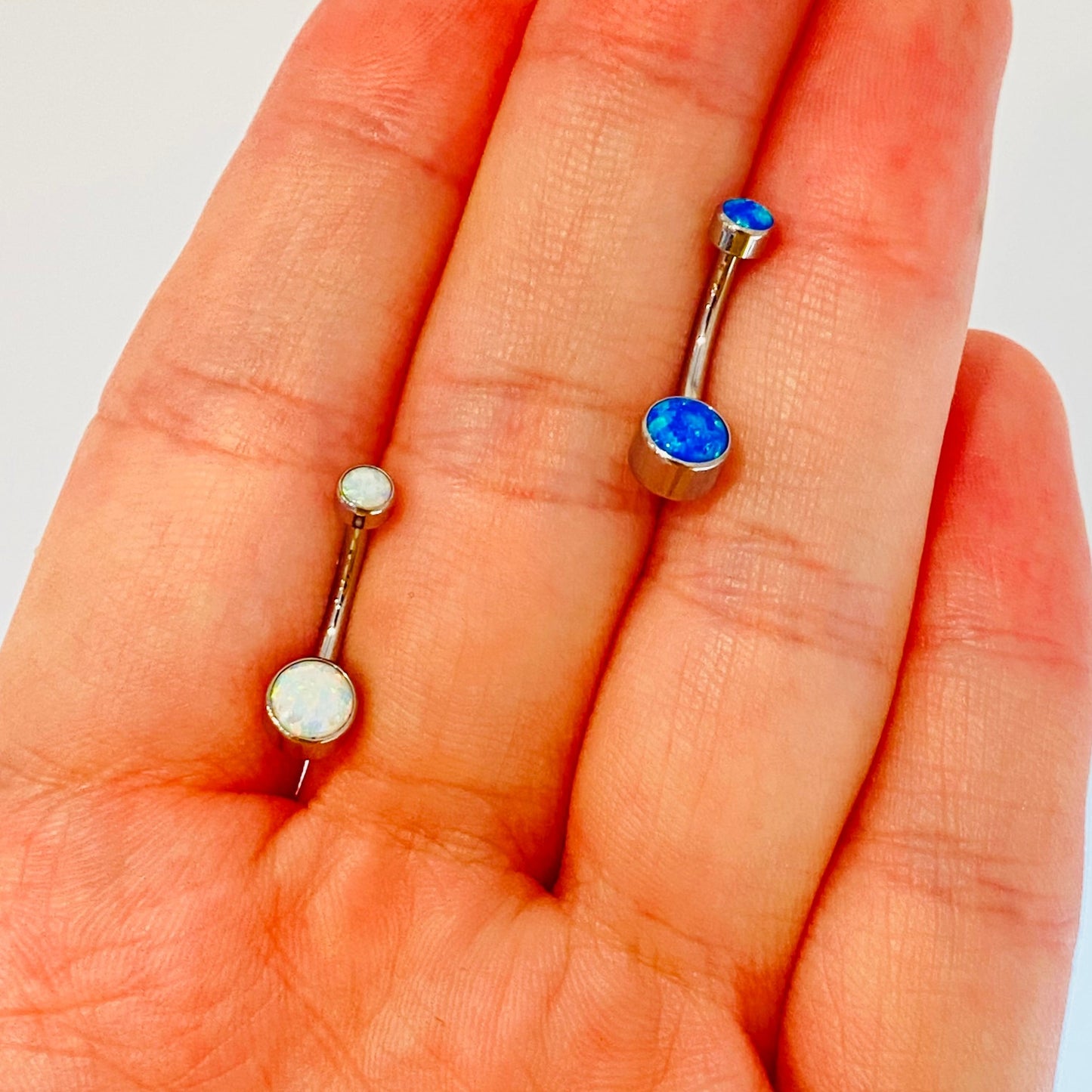 G23 Titanium Internally Threaded Opal Belly Ring