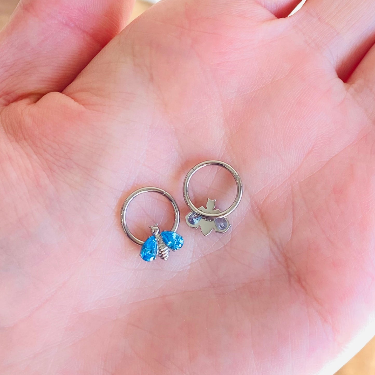 G23 Titanium CZ Bee Hinged Segment Clicker Ring