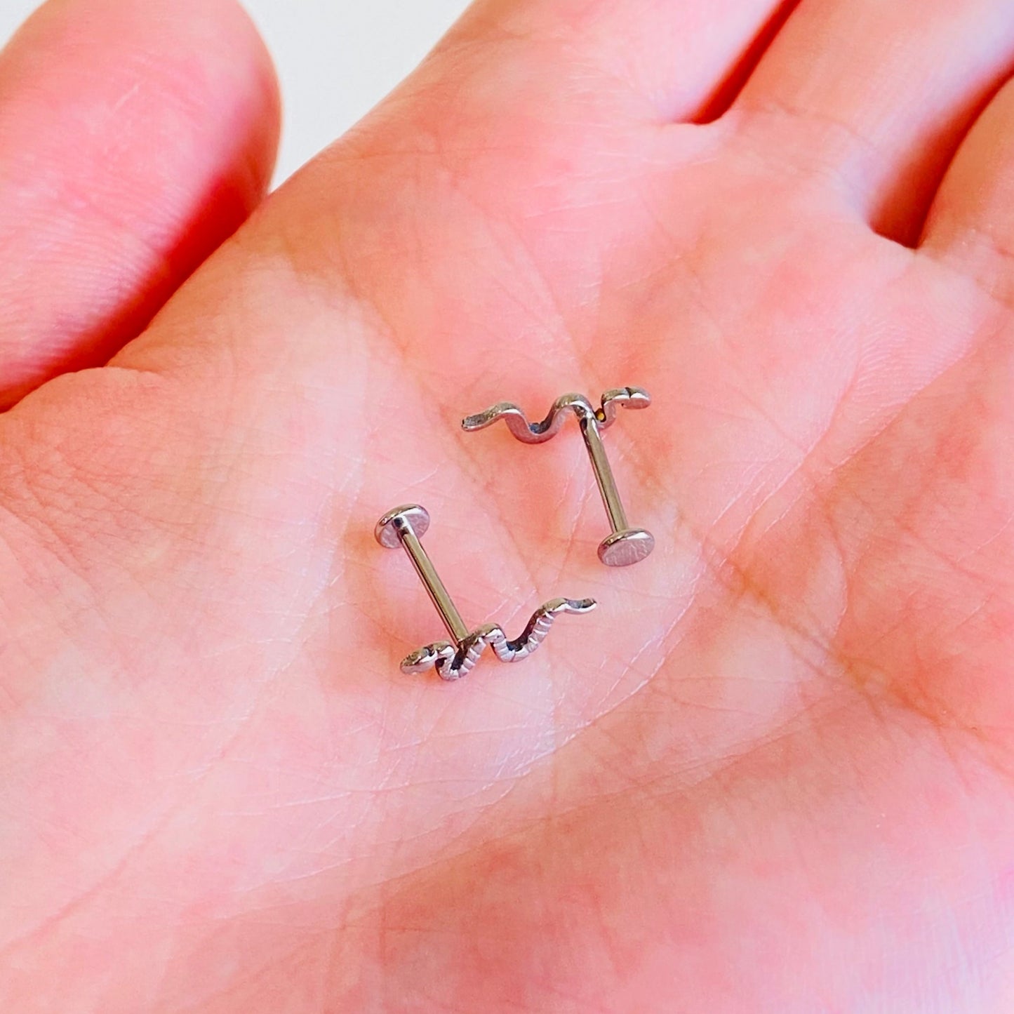 G23 Titanium Internally Threaded Tiny Snake Tragus Labret