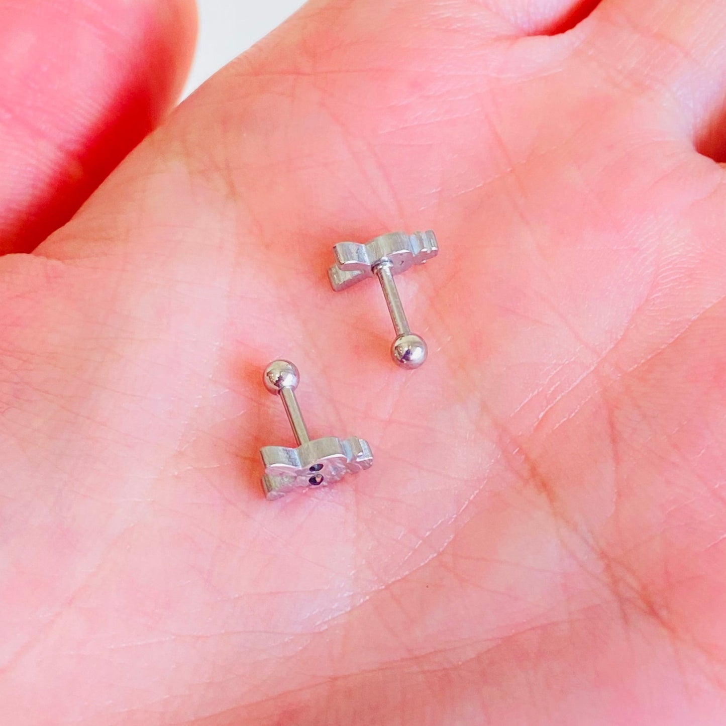 Steel CZ Eyes Bunny Tragus Barbell