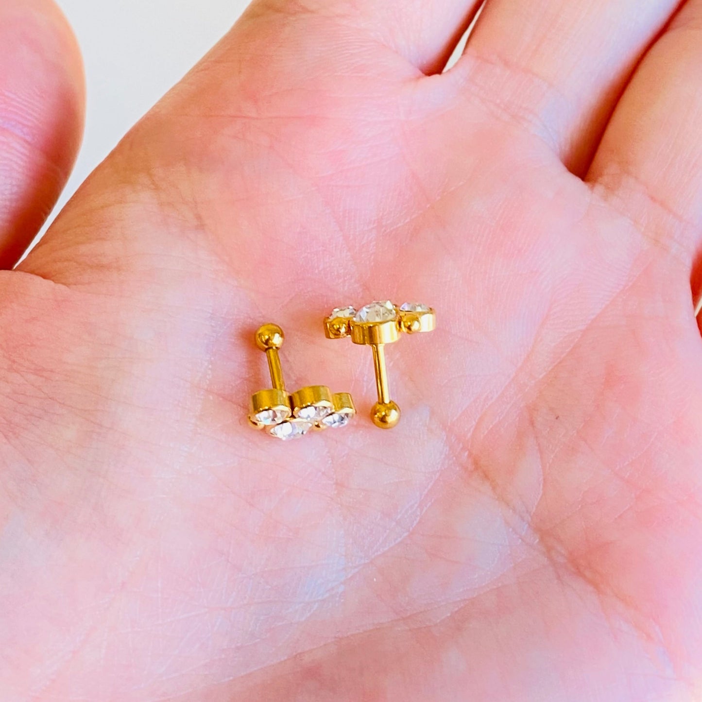 Gold Steel CZ Paw Ion Plated Tragus Barbell