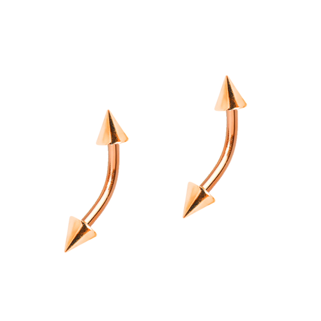 Rose Gold Ion Plated Spike Curved Barbell