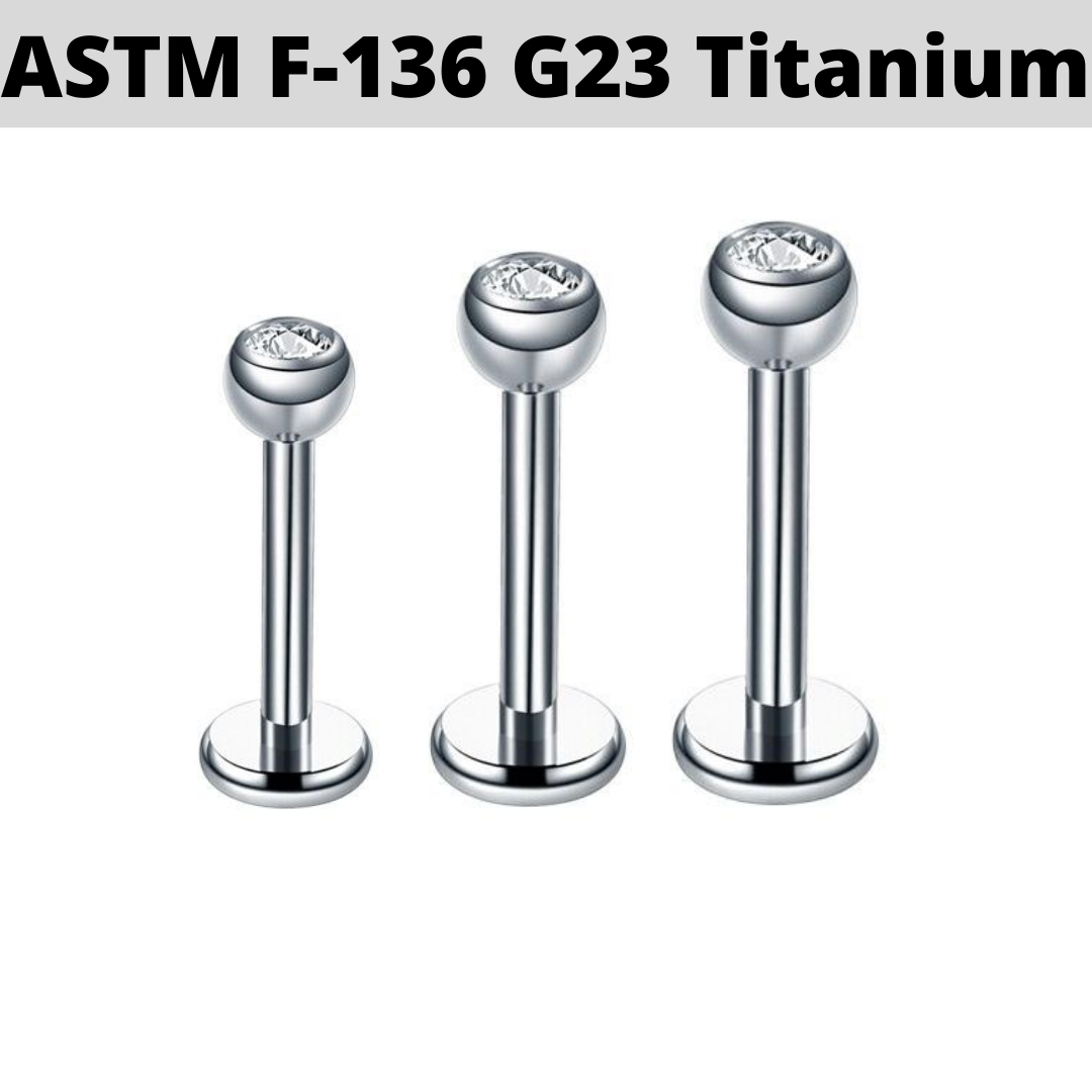 G23 Titanium 14G CZ Gem Labret