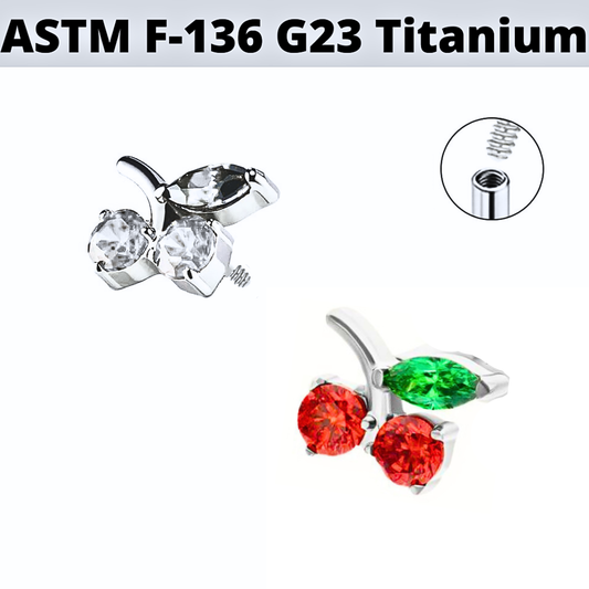 G23 Titanium Internally Threaded CZ Cherry Top
