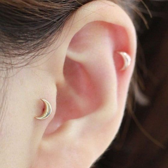 Steel Threadless Push In Moon Labret Tragus
