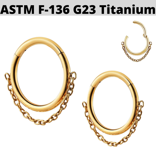 G23 Gold PVD Titanium Chain Link Hinged Clicker Ring