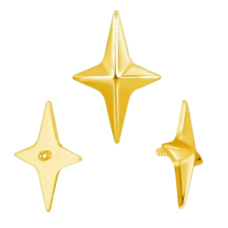 G23 Gold PVD Titanium Internally Threaded Four Pointed North Star Top