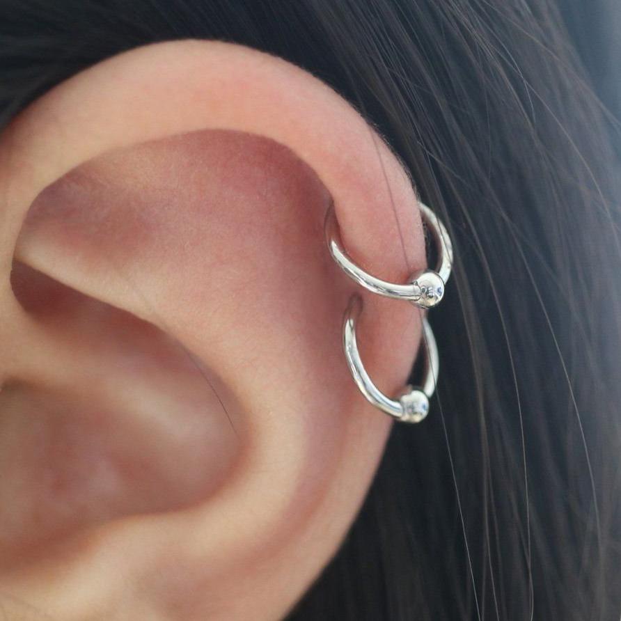 G23 Titanium Fixed Captive Bead Hoop Hinged Clicker Ring