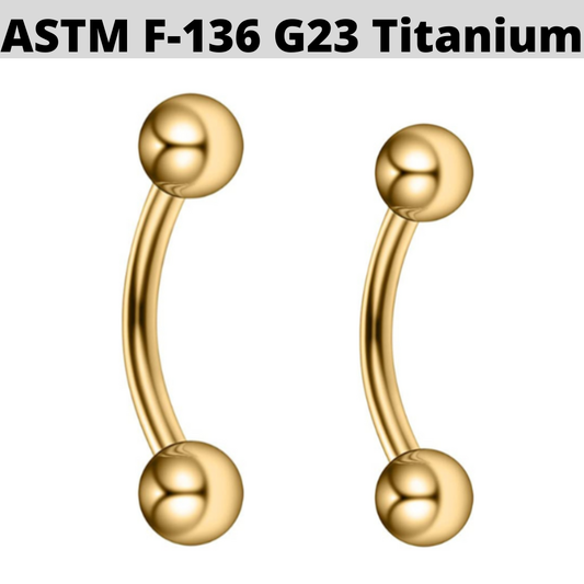 G23 PVD Titanium 5mm Ball Curved Barbell