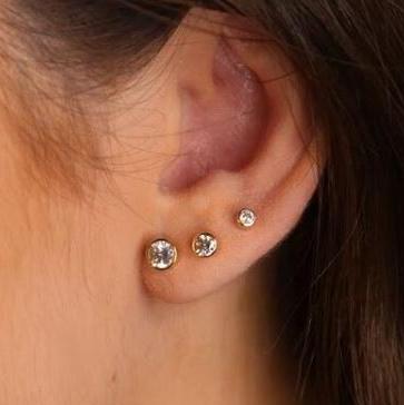 G23 Gold PVD Titanium Internally Threaded Flat CZ Tragus Labret