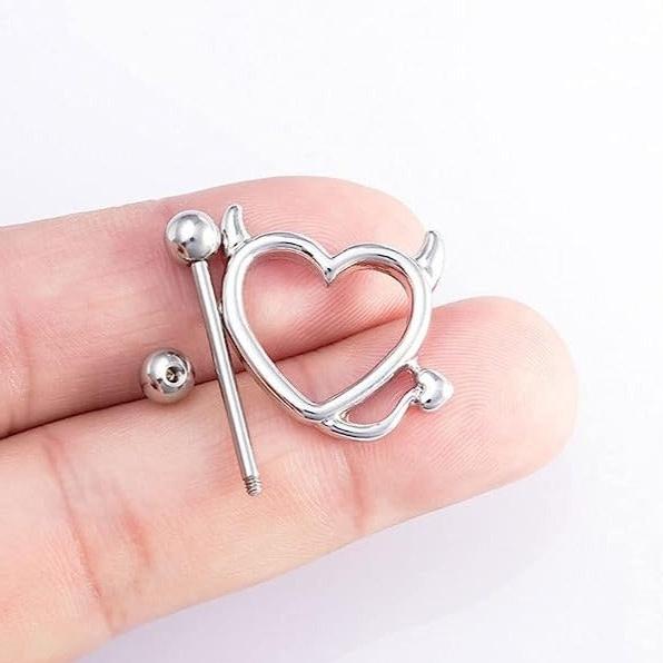 Devil Horn Heart Steel Nipple Shield