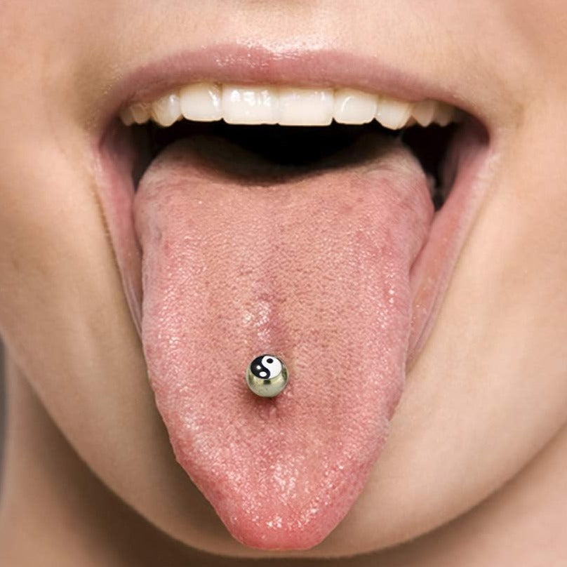 Fleur de Lis Ball Logo Tongue Ring